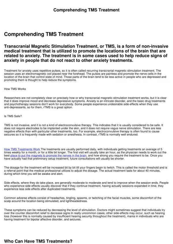 Understanding Transcranial Magnetic Stimulation Treatment