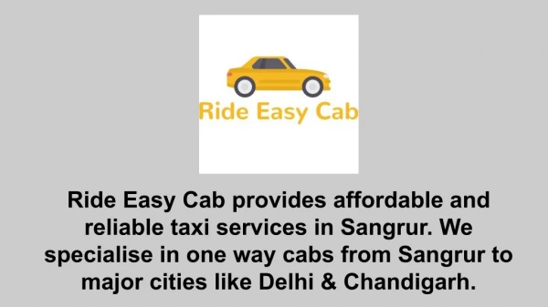 Cabs in Sangrur - Ride Easy Cab