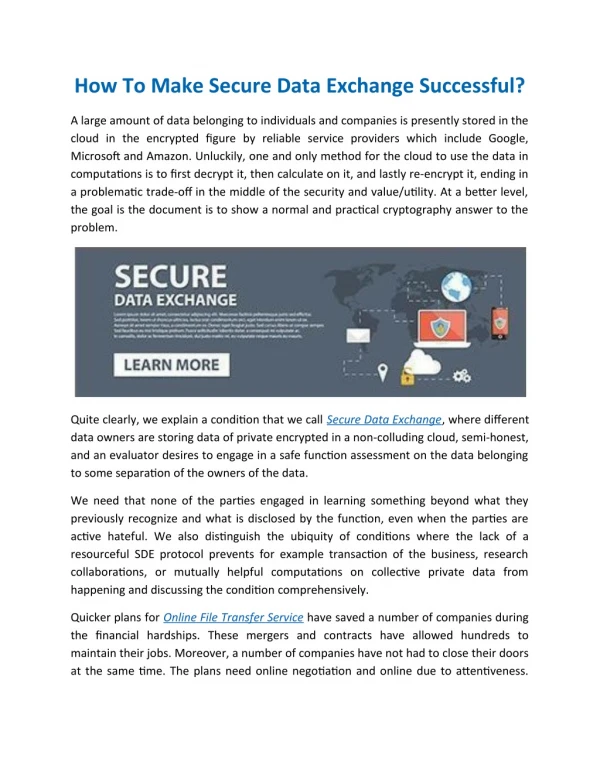how to make secure data exchange successful