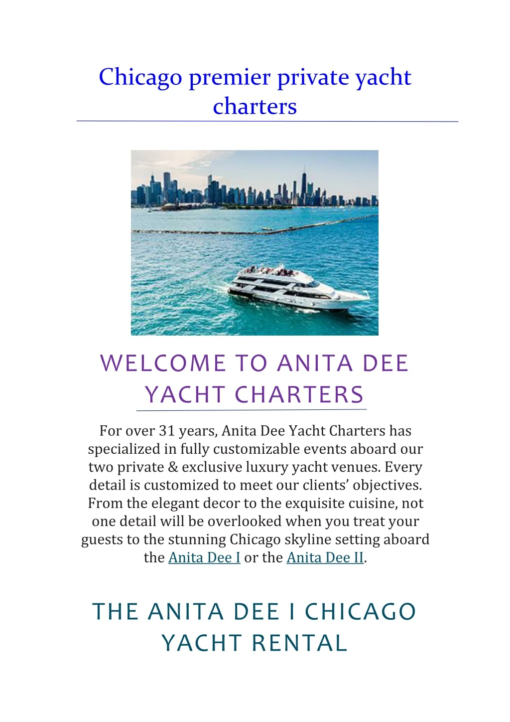 chicago premier private yacht charters