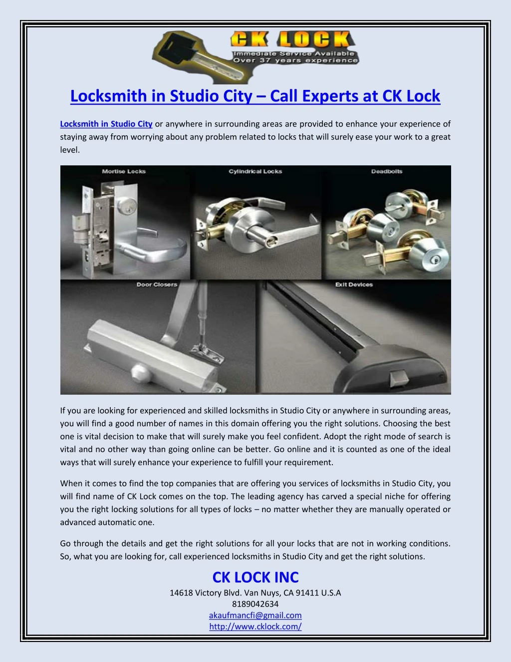 locksmith in studio city call experts at ck lock