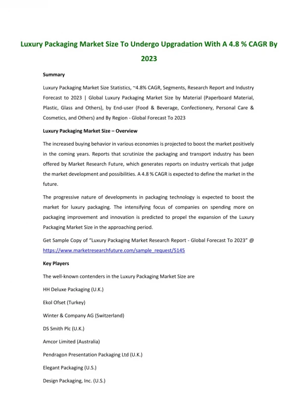 luxury packaging market size to undergo