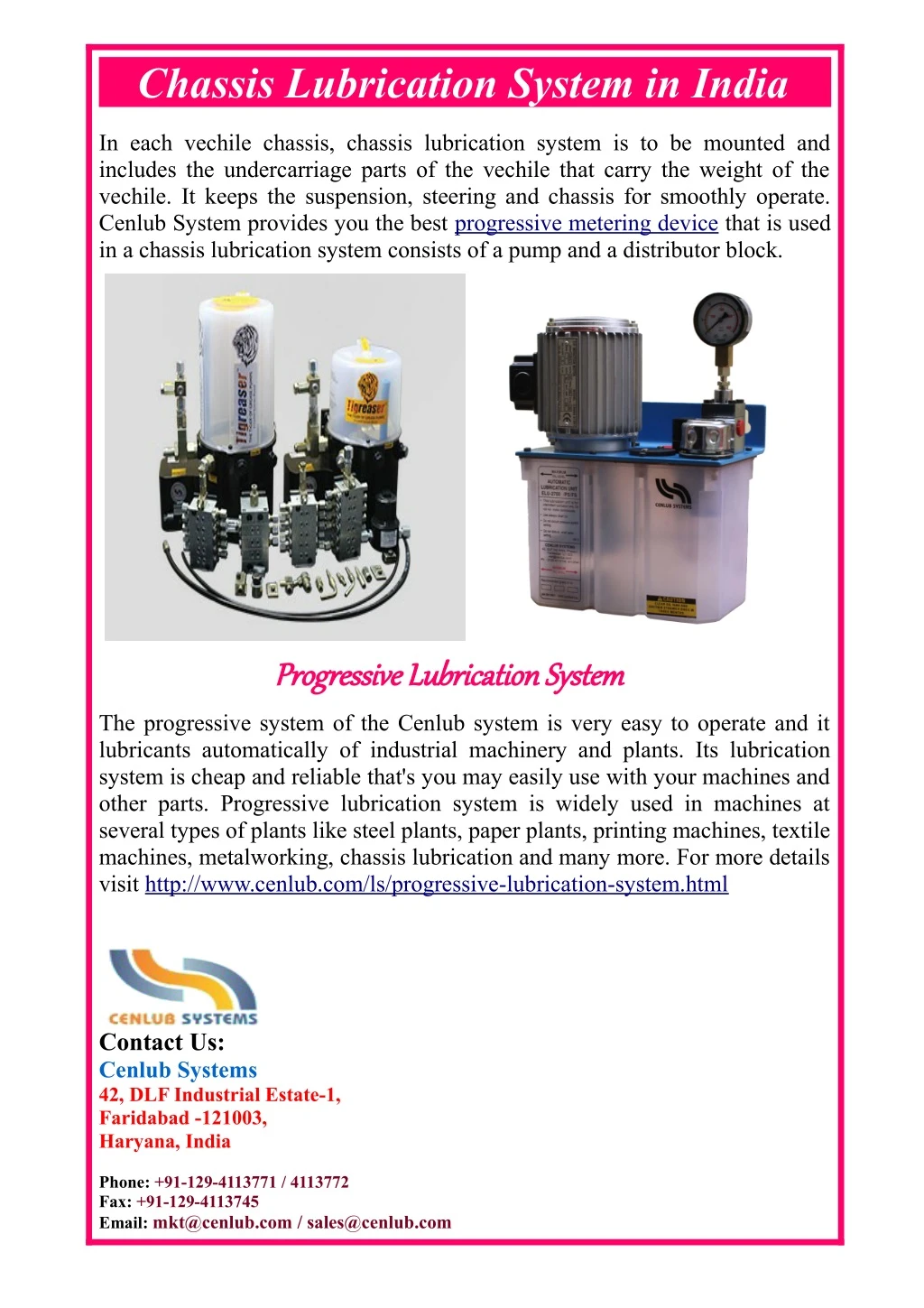 chassis lubrication system in india