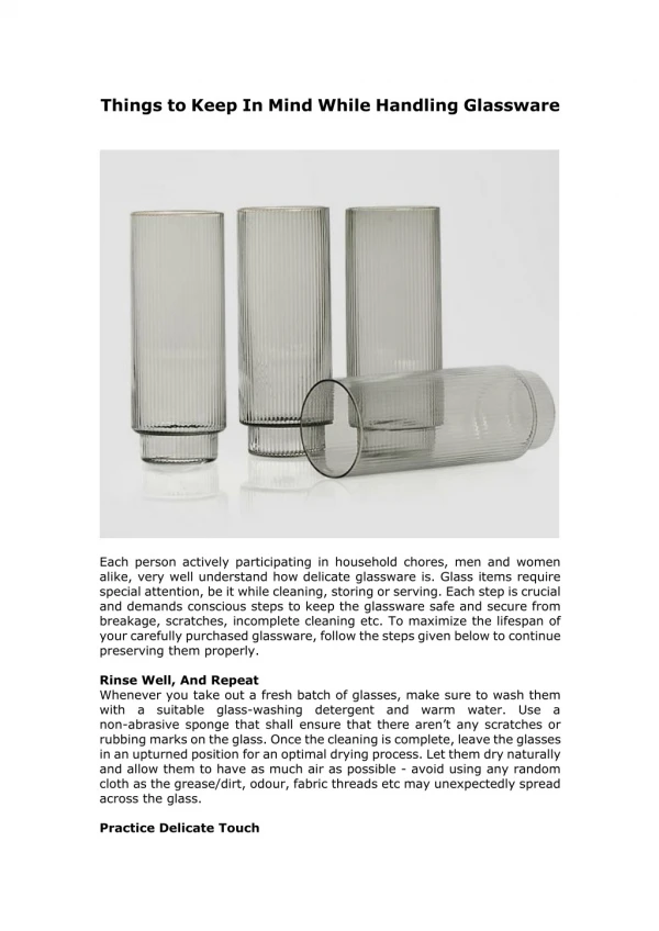 things to keep in mind while handling glassware