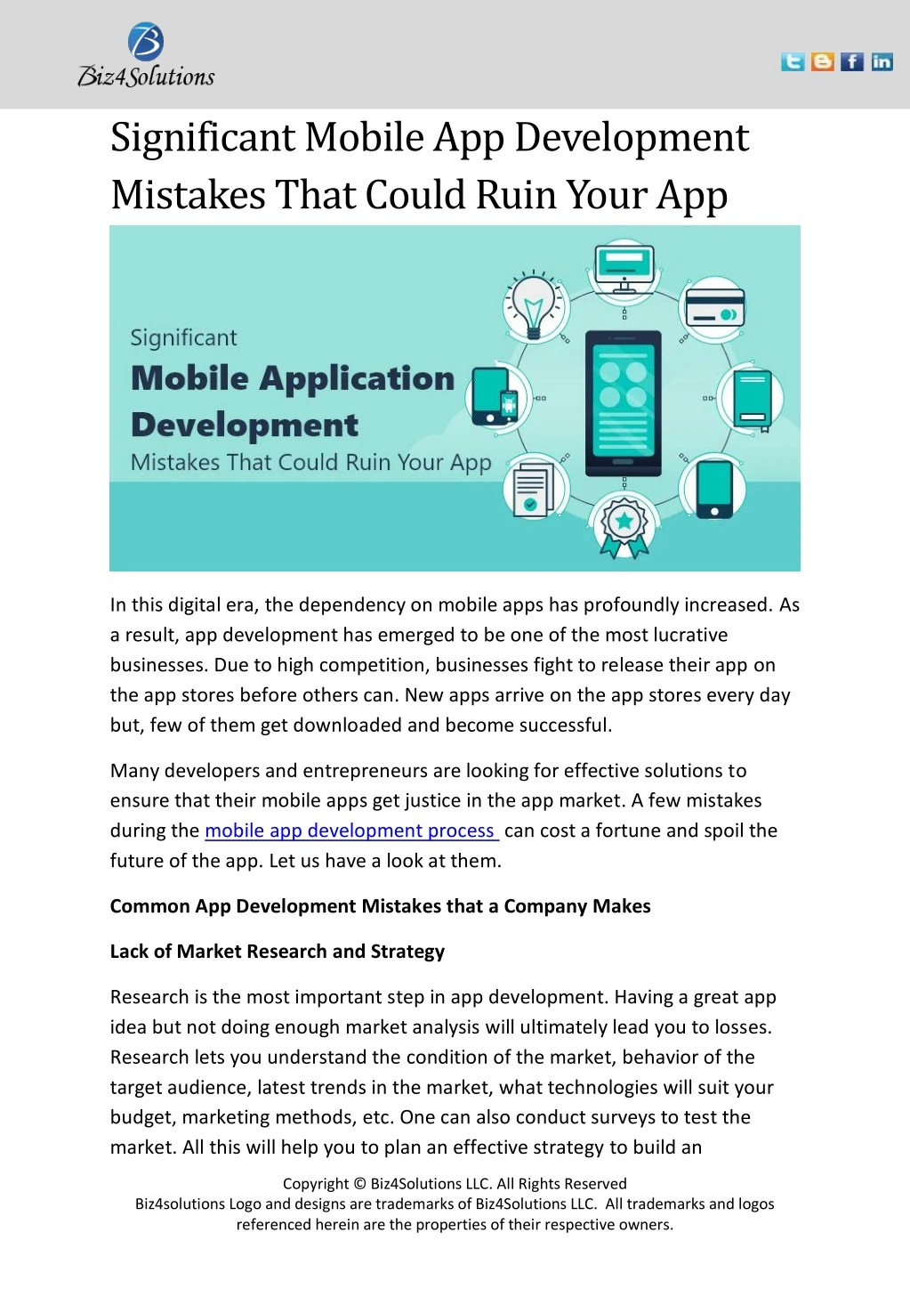 significant mobile app development mistakes that