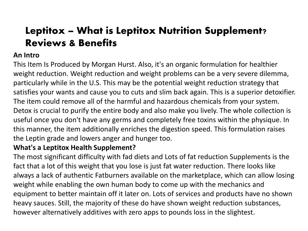 leptitox what is leptitox nutrition supplement