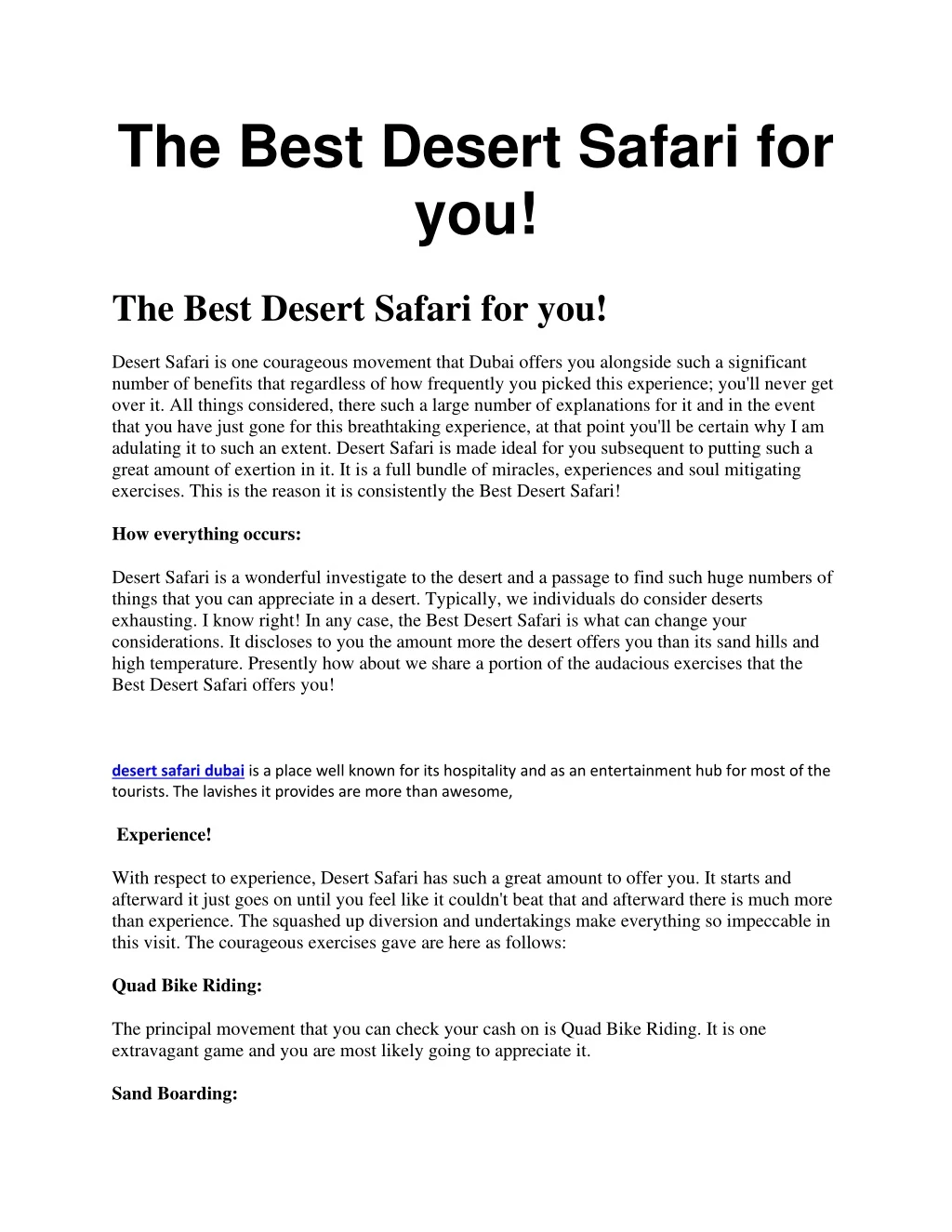 the best desert safari for you
