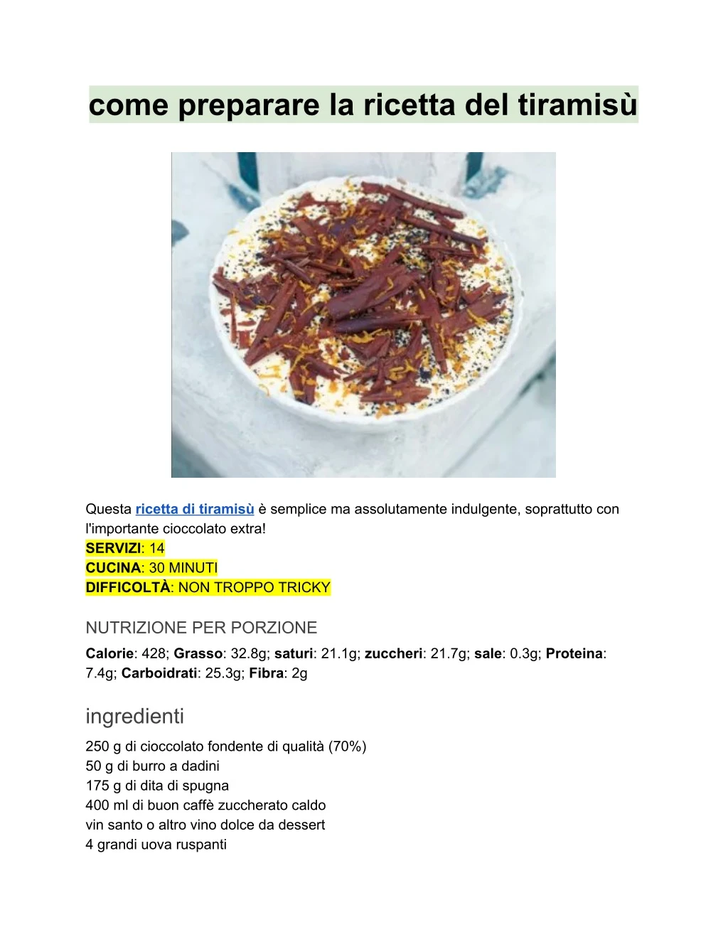 come preparare la ricetta del tiramis