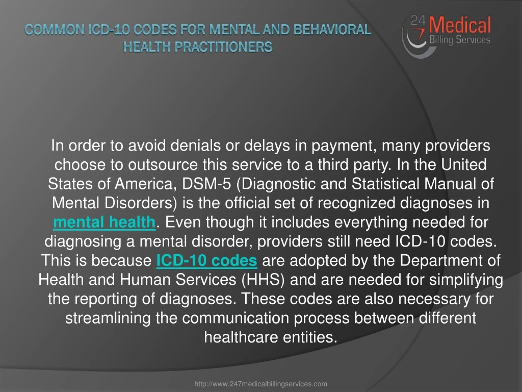 common icd 10 codes for mental and behavioral health practitioners