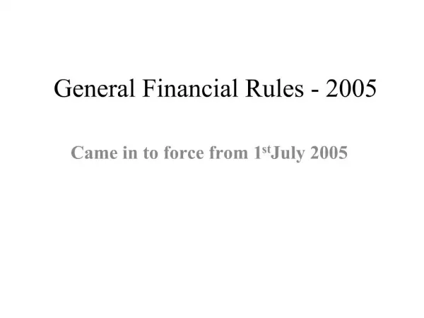 General Financial Rules - 2005