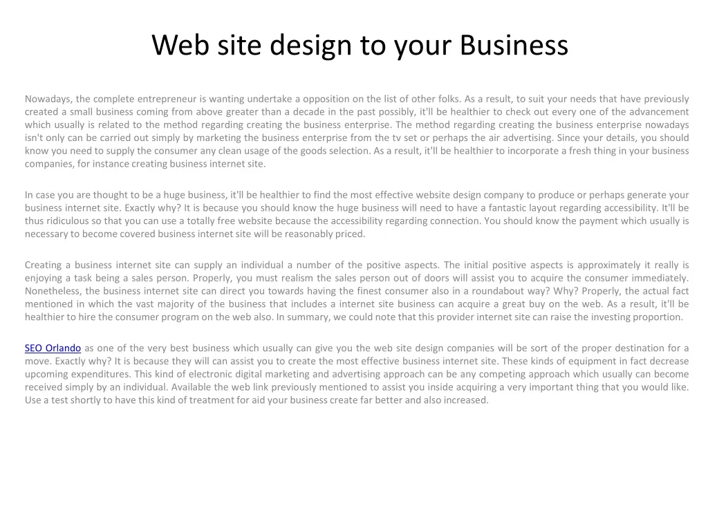 web site design to your business