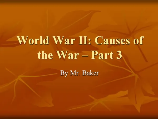 World War II: Causes of the War Part 3
