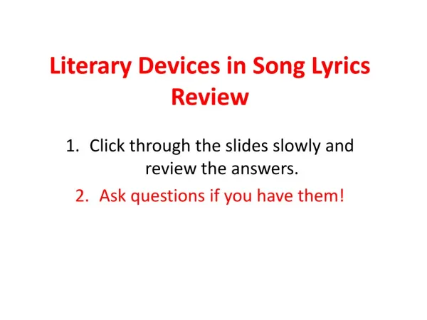 Literary Devices in Song Lyrics Review
