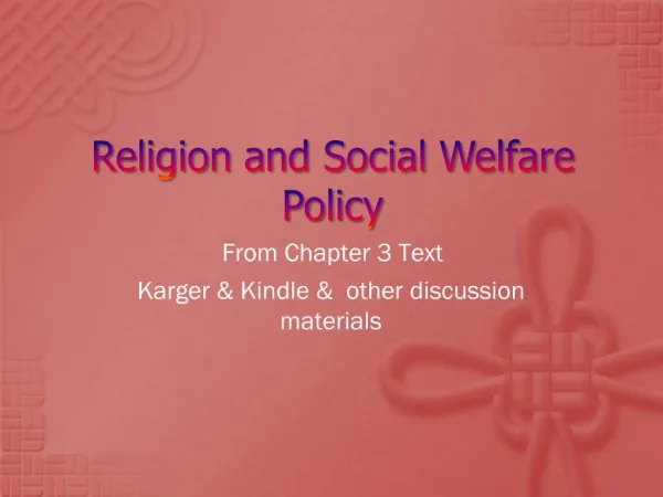 Religion and Social Welfare Policy