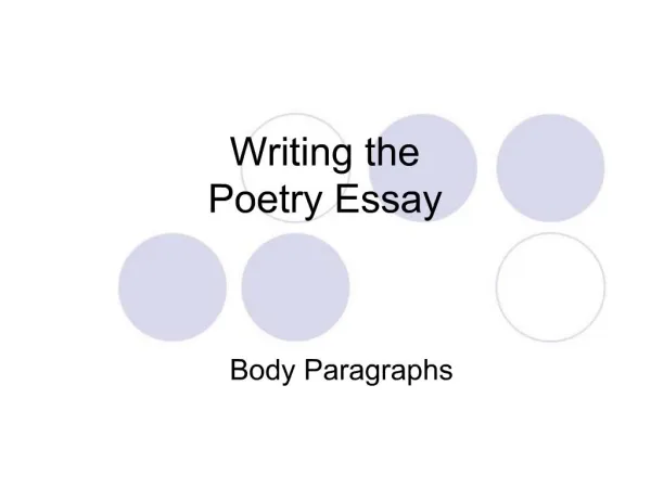 Writing the Poetry Essay