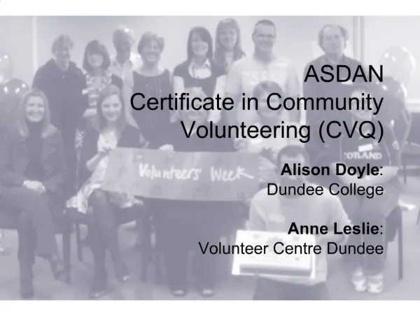 ASDAN Certificate in Community Volunteering CVQ