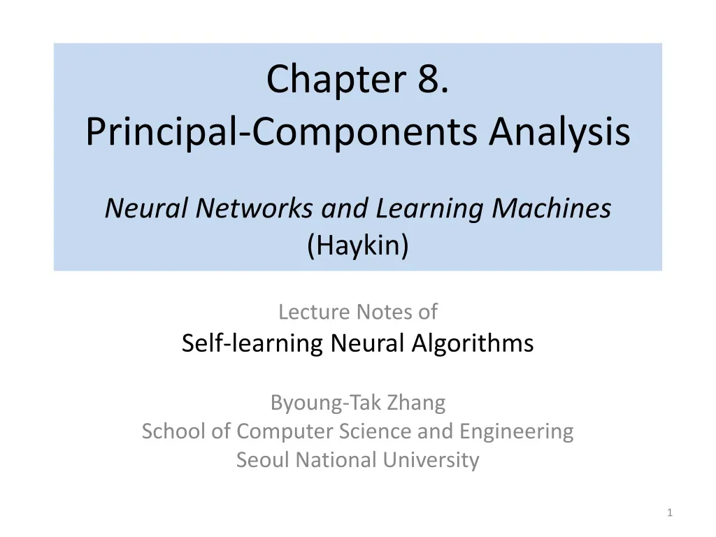 chapter 8 principal components analysis neural networks and learning machines haykin