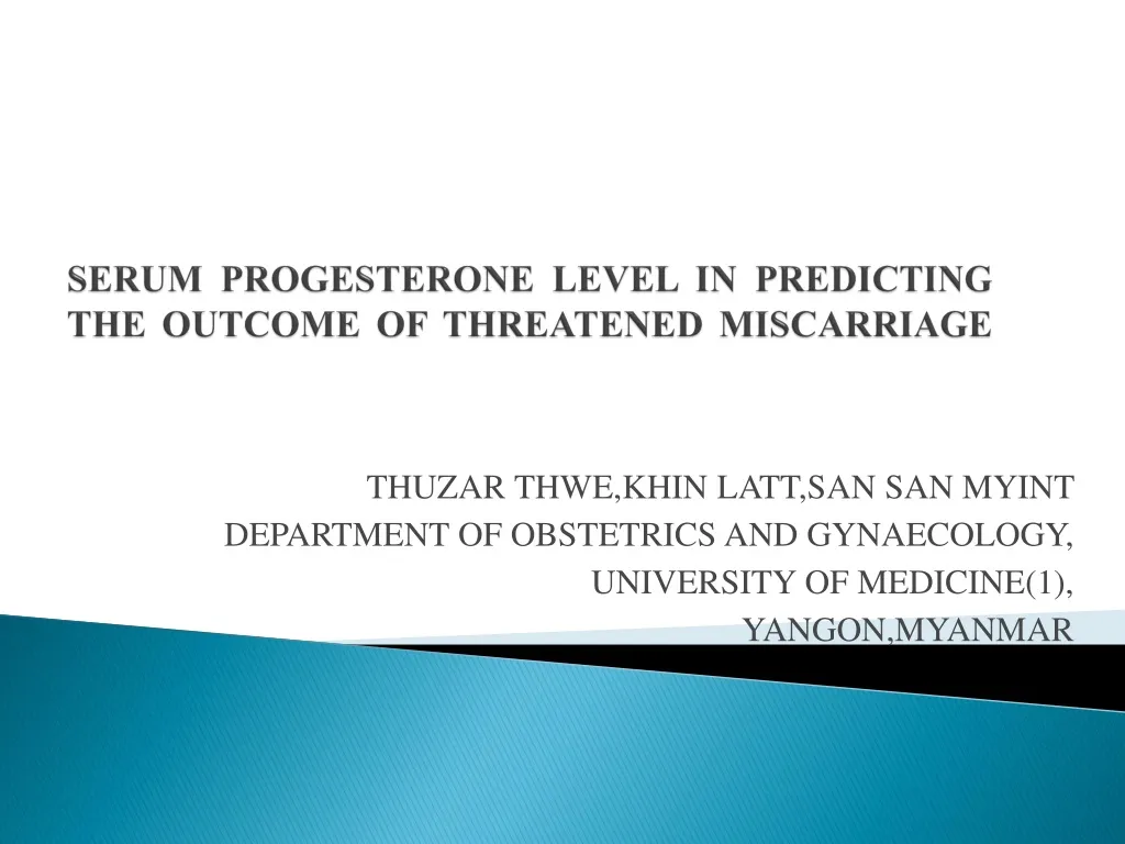 serum progesterone level in predicting the outcome of threatened miscarriage
