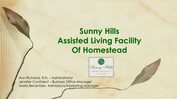 Sunny Hills Assisted Living Facility Of Homestead