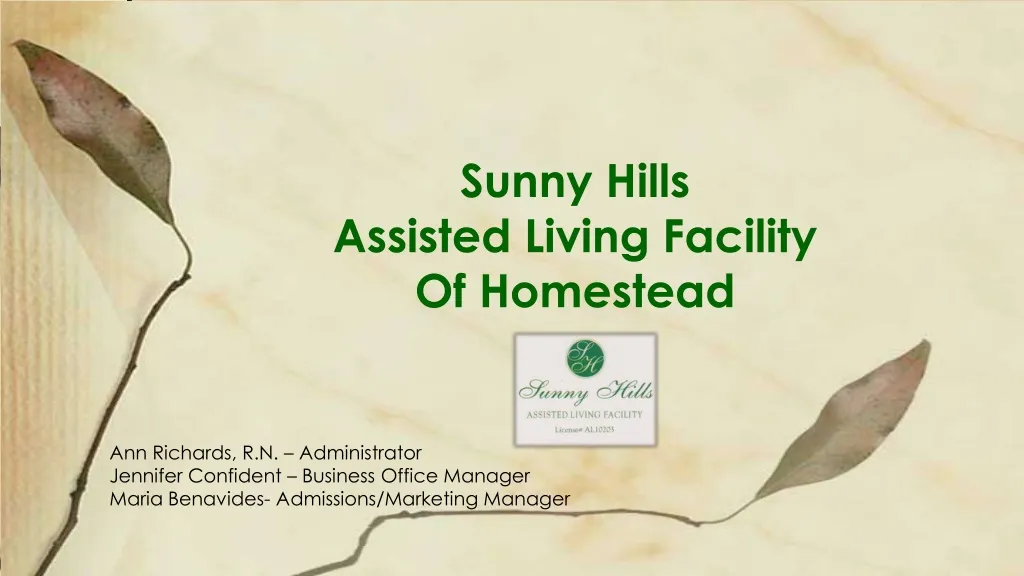 sunny hills assisted living facility of homestead