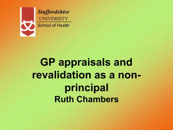 GP appraisals and revalidation as a non-principal Ruth Chambers