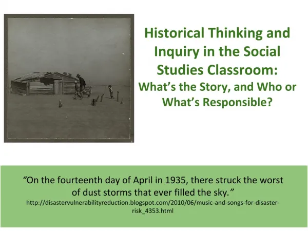 Historical Thinking and Inquiry in the Social Studies Classroom: