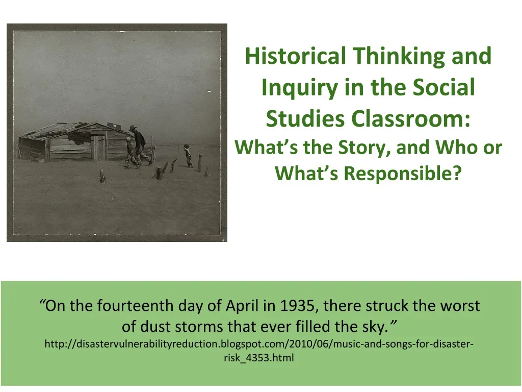 historical thinking and inquiry in the social