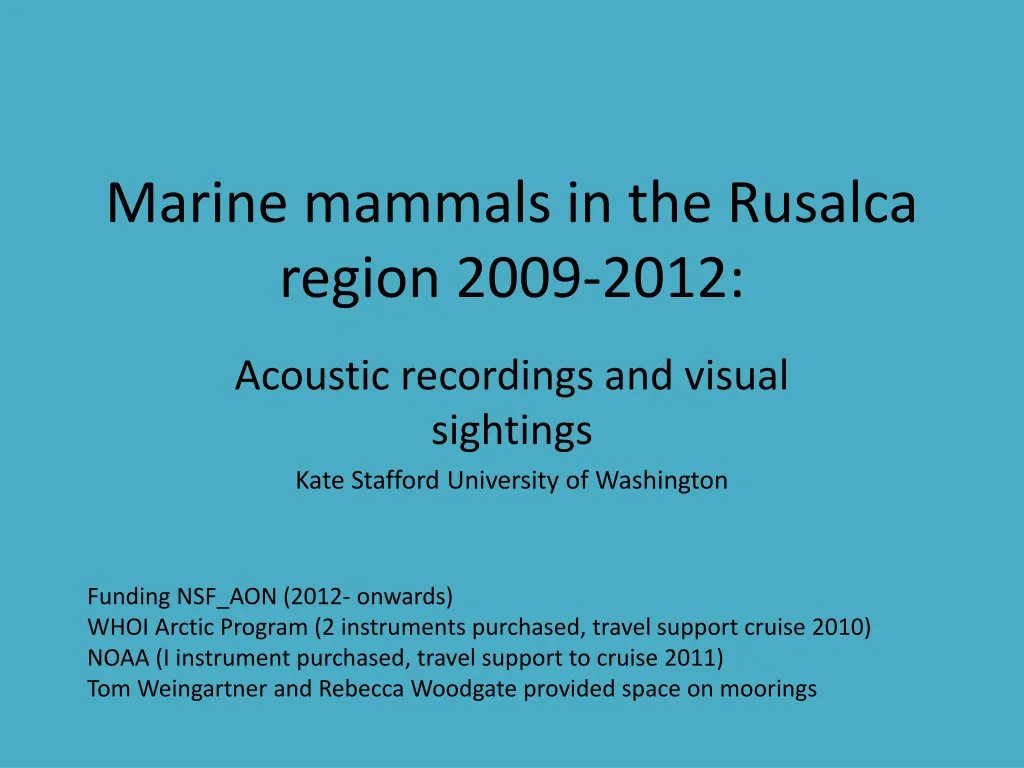 marine mammals in the rusalca region 2009 2012