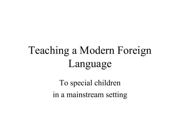 Teaching a Modern Foreign Language