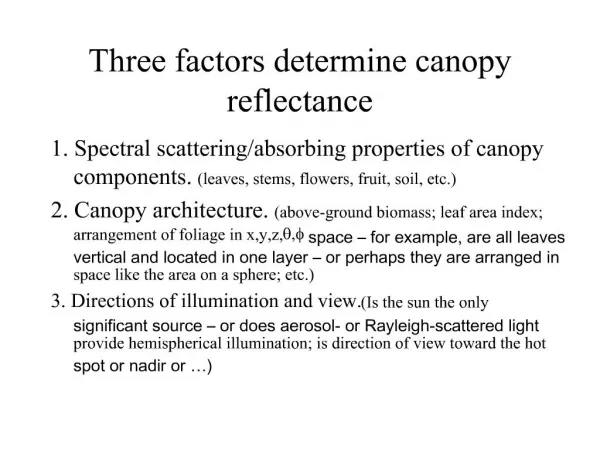 Three factors determine canopy reflectance