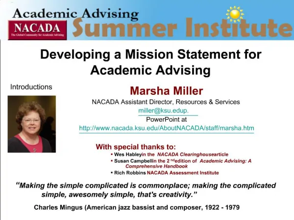 Developing a Mission Statement for Academic Advising