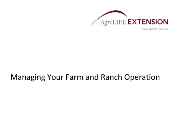 Managing Your Farm and Ranch Operation