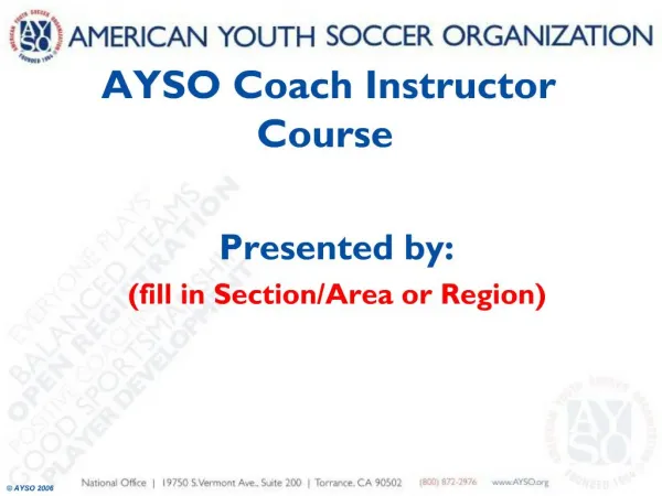 AYSO Coach Instructor Course