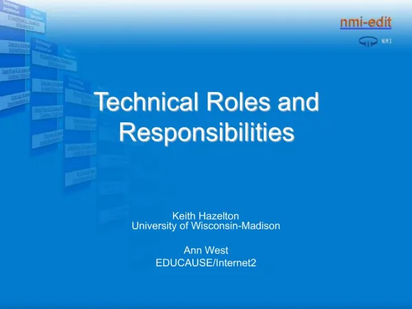 Technical Roles and Responsibilities