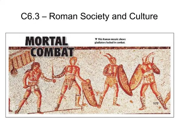 C6.3 Roman Society and Culture