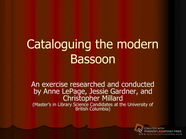 Cataloguing the modern Bassoon