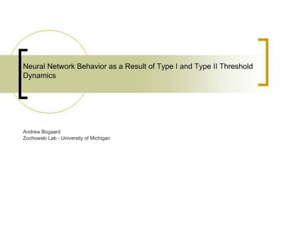 Neural Network Behavior as a Result of Type I and Type II Threshold Dynamics