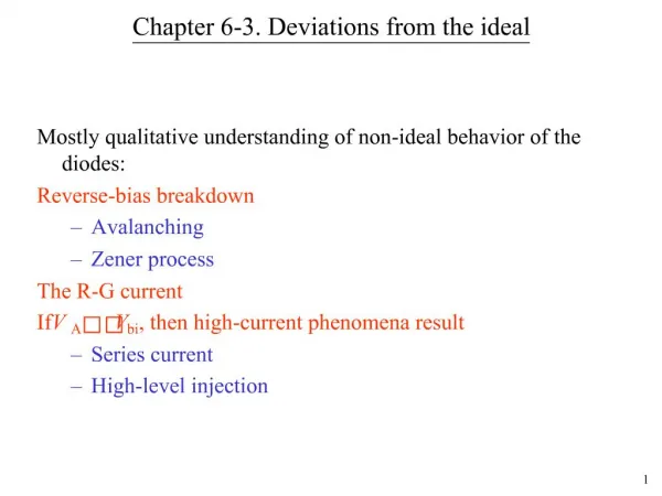 Chapter 6-3. Deviations from the ideal