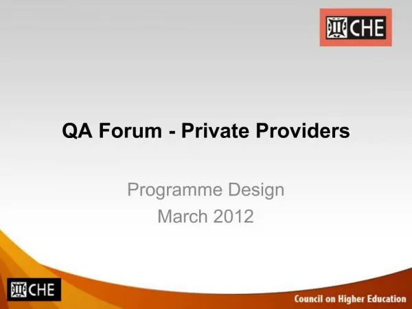 QA Forum - Private Providers