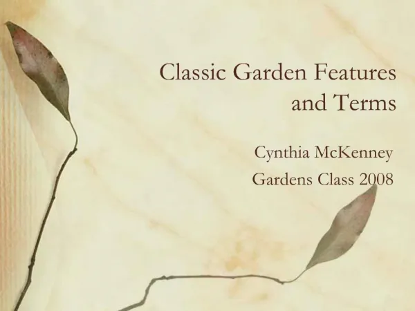 Classic Garden Features and Terms