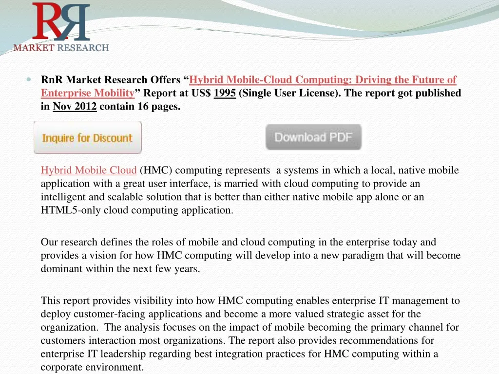 rnr market research offers hybrid mobile cloud