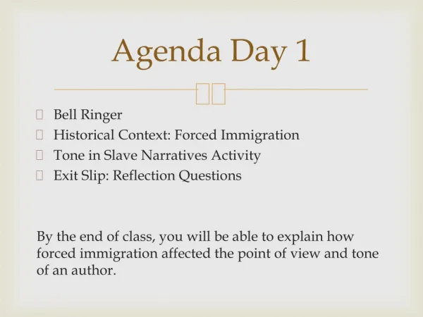 Agenda Day 1