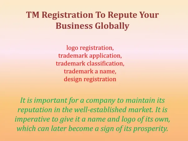 TM Registration To Repute Your Business Globally