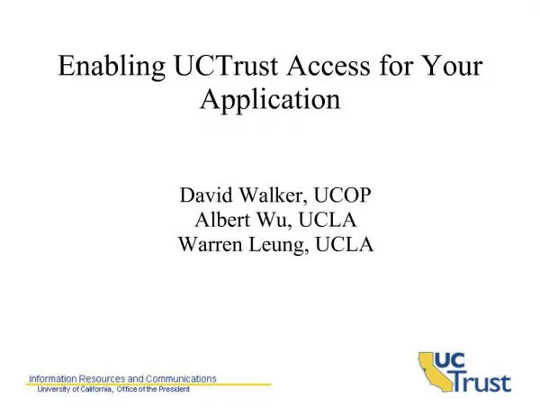 Enabling UCTrust Access for Your Application
