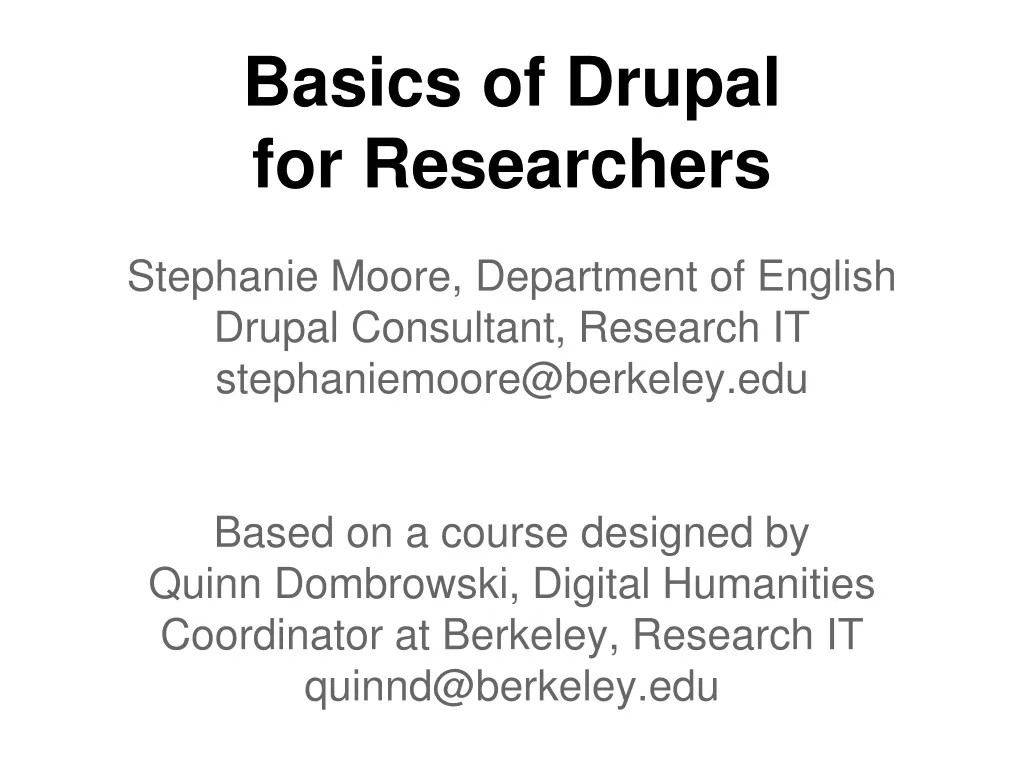 basics of drupal for researchers