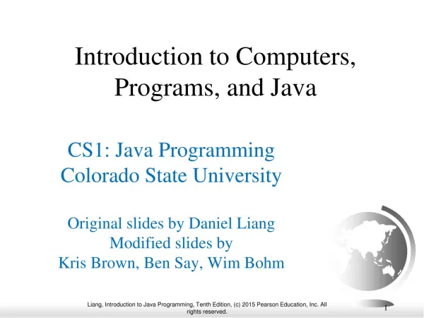 Introduction to Computers, Programs, and Java