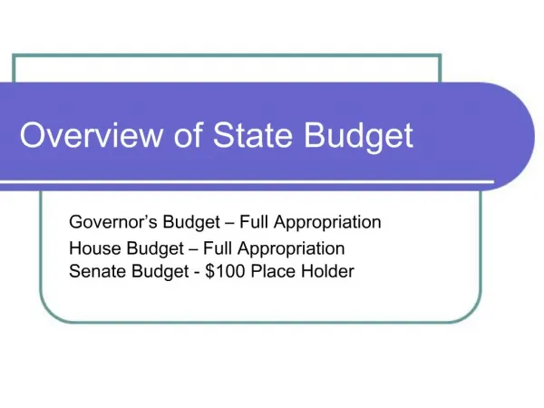 Overview of State Budget