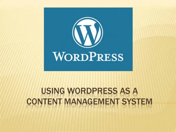 Using Wordpress as a Content management system
