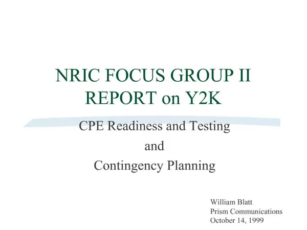 NRIC FOCUS GROUP II REPORT on Y2K