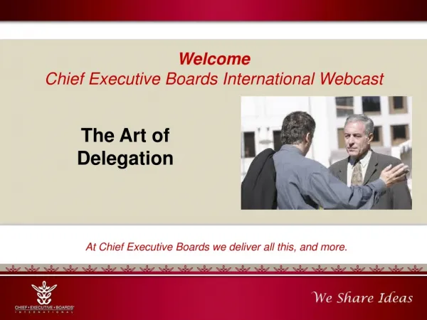 Welcome Chief Executive Boards International Webcast